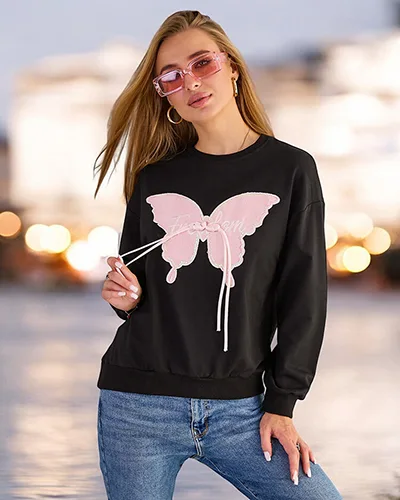 Royalfashion Sweat-shirt en coton à imprimé fin pour femme