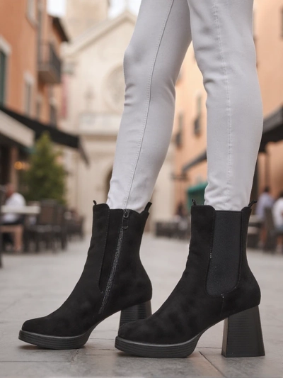 Royalfashion Bottines pour femmes à talon bloc Miezo
