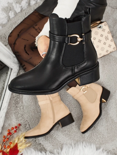 Bottines Noires Aurelia avec Élégant Accent Doré