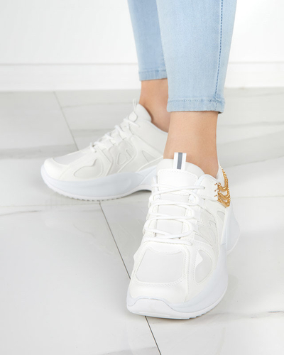 Baskets blanches pour femmes avec semelle compensée cachée et chaîne Kermona - Footwear