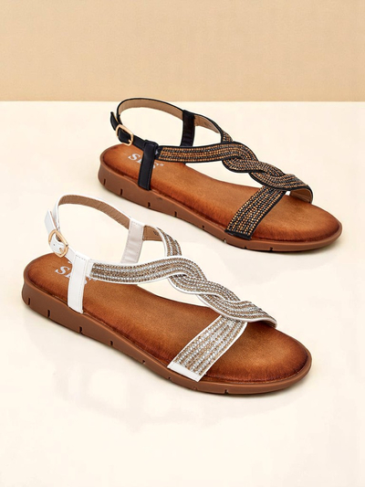 Royalfashion Sandales pour femmes avec brides décoratives Aria Shine