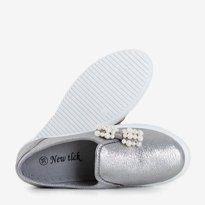 Baskets enfant grises et argentées à nœud Malasio - Chaussures