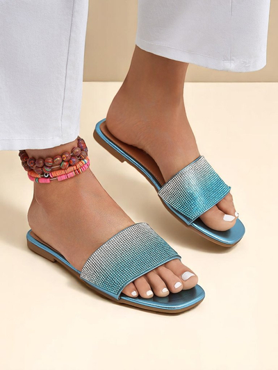Royalfashion Sandales pour femmes ShinyGlow avec zircons