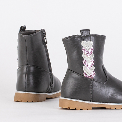 Bottines grises fille avec tige décorative Nokimi-Shoes