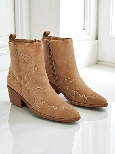 Bottines femme style santiags Velvet Ash – à talons