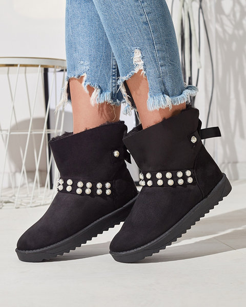 Bottes de neige femme noires à ruban Himini - Chaussures