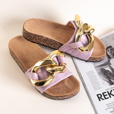 OUTLET Royalfashion Tongs pour femmes violettes avec décoration dorée Deirdre