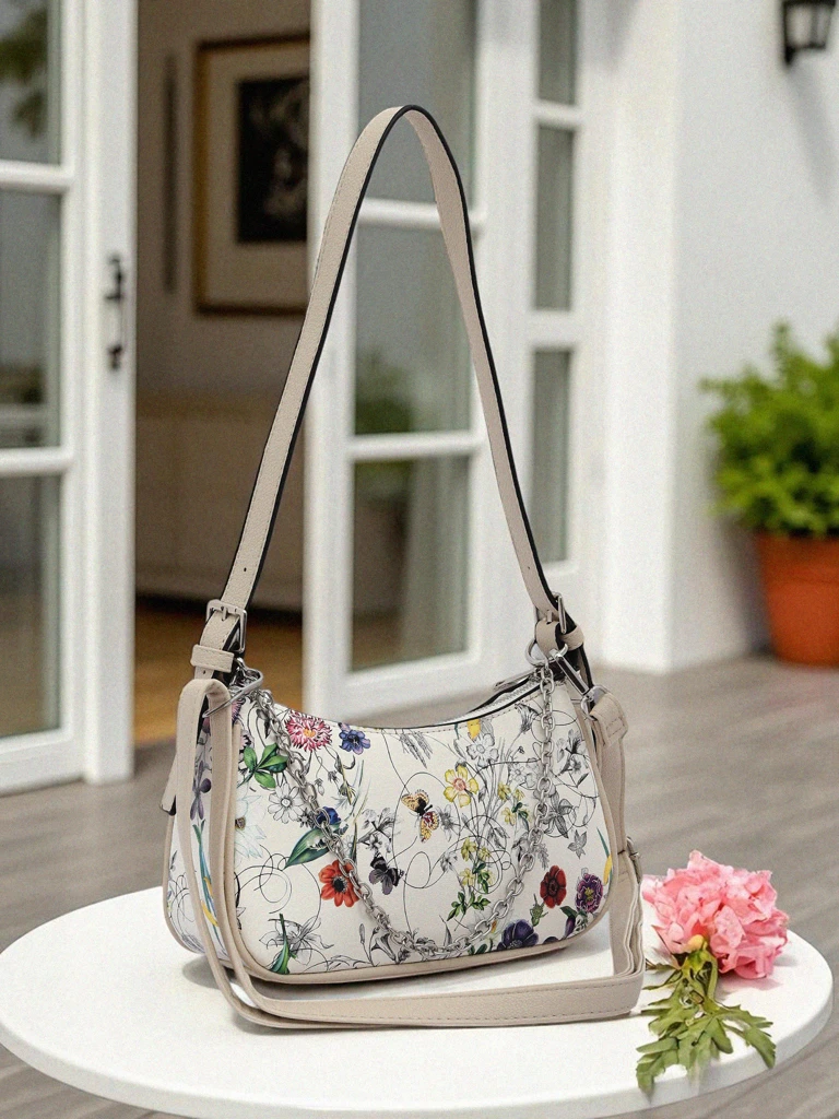 Royalfashion Petit sac à main pour femme en cuir écologique avec motif floral Lily Bloom