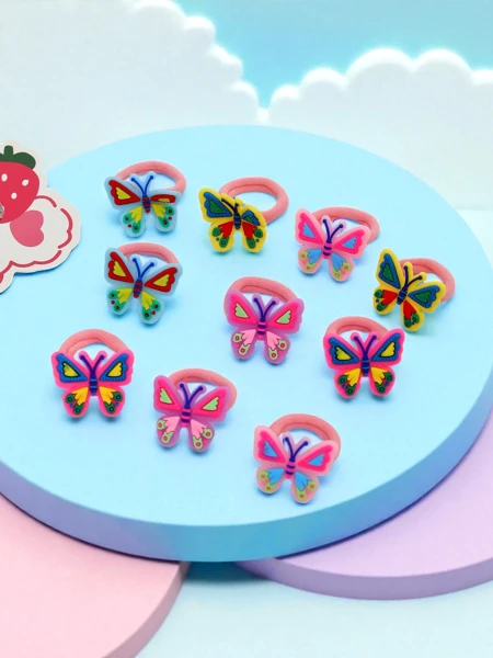 Bandes élastiques colorées avec des papillons