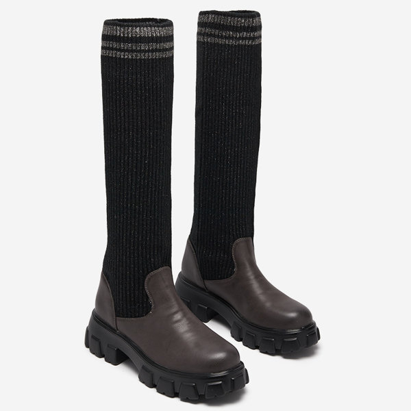 OUTLET Bottes à enfiler noires et grises pour femmes Alerpi- Footwear