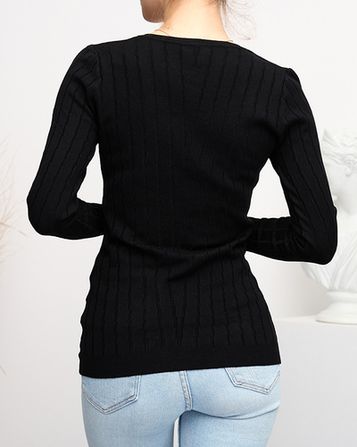 Pull col V noir femme - Vêtements