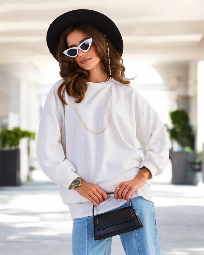Royalfashion Sweat-shirt fin en coton pour femme