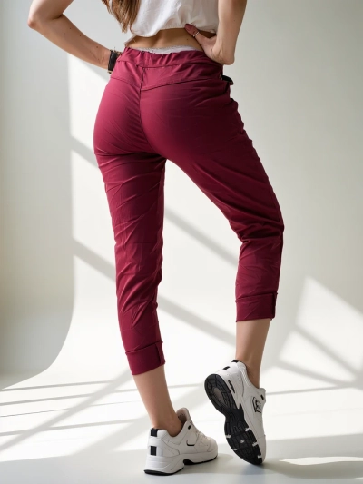 Pantalons skinny en viscose pour femmes Royalfashion avec un nœud à la taille