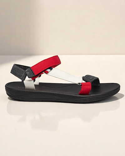 Sandales pour femme en tissu rouge Ojo- Footwear