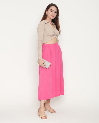 Jupe fuchsia longueur mi-mollet pour femme - Vêtements