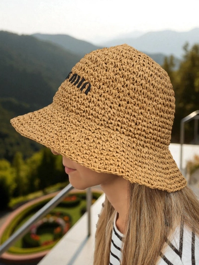 Royalfashion Chapeau d'été bob avec inscription pour femmes