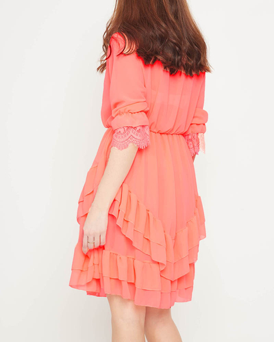 Mini robe corail pour femme - Vêtements