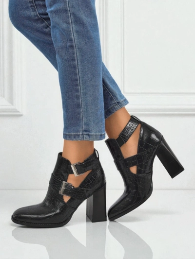 Bottines à talons épais gaufrées pour femmes Burnt Halo