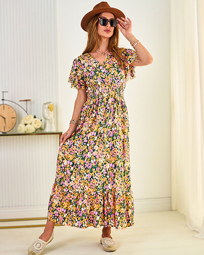Royalfashion Robe midi à fleurs pour femme
