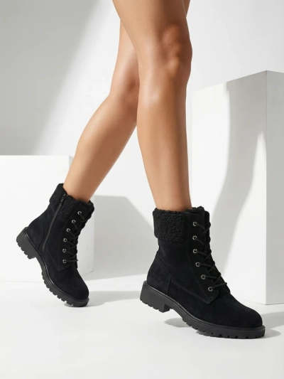 Bottines à lacets pour femmes en daim écologique Trevolla