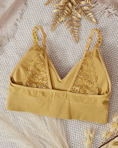 Royalfashion Soutien-gorge côtelé pour femme avec bretelles décoratives