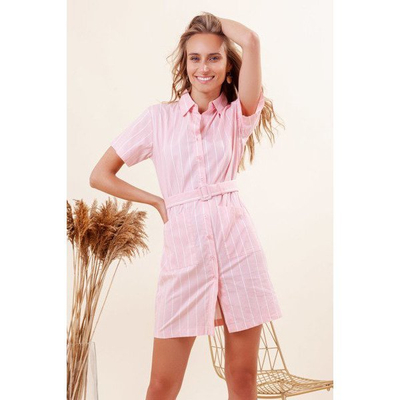 Robe rose pour femme Chemise rayée a'la - Vêtements