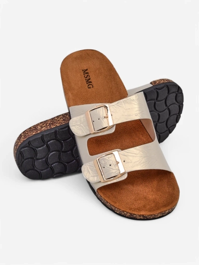 Sandales pour femmes dorées Ariadne Eco avec semelle plate pour l'été
