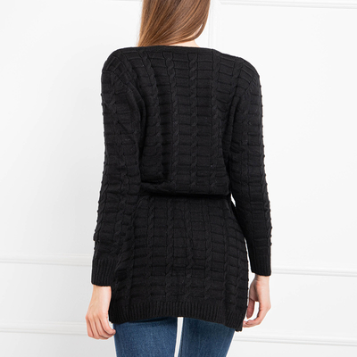 Cardigan noué noir pour femme avec poches - Vêtements