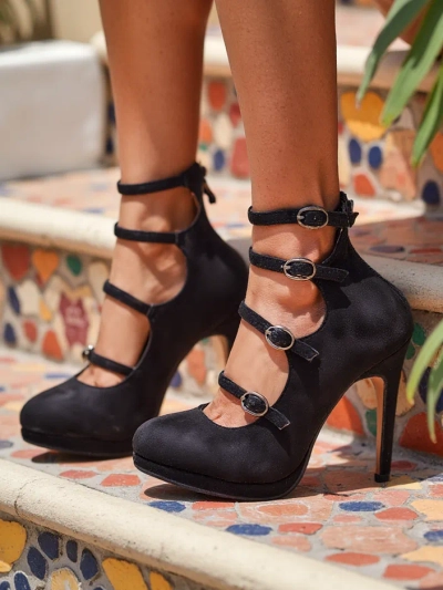 Royalfashion Talons Aiguille pour Femmes avec Sangles Celose