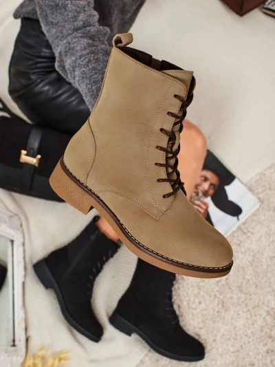 Bottines lacées mates en cuir écologique pour femmes Treviline