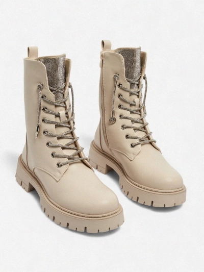 Bottines lacées en cuir écologique pour femmes Farly