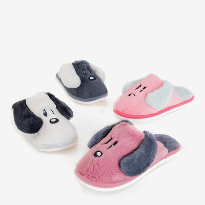 Chaussons femme blanc et noir avec un chien Bruki - Chaussures