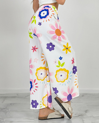 Royalfashion Pantalon large en tissu floral pour femme