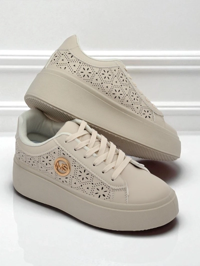 Aurelia Sneakers Plateforme Beige Royalfashion Cuir Écologique