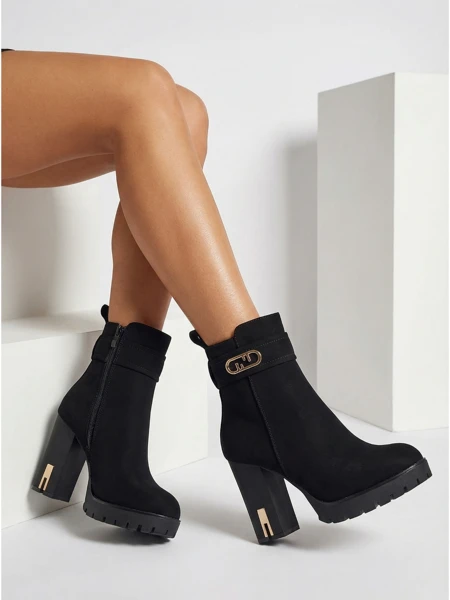 Bottines femme en éco-daim à talon bloc Tovia