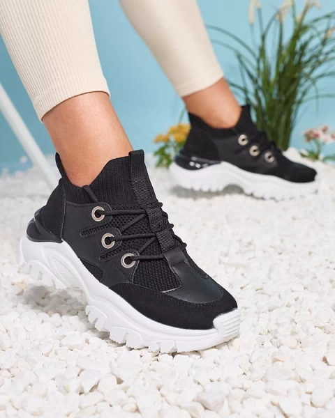 Baskets de sport pour femme en noir Hasola- Footwear
