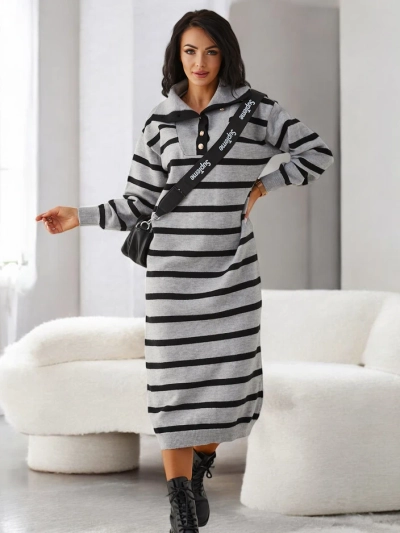 Robe-pull longue pour femme Royalfashion à rayures