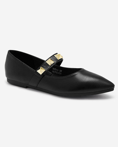 OUTLET Ballerines noires à talon plat pour femme avec clous Dejika - Footwear