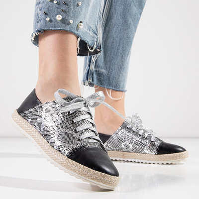 Baskets noires pour femmes à motif peau de serpent 'a'la Nohims - Footwear