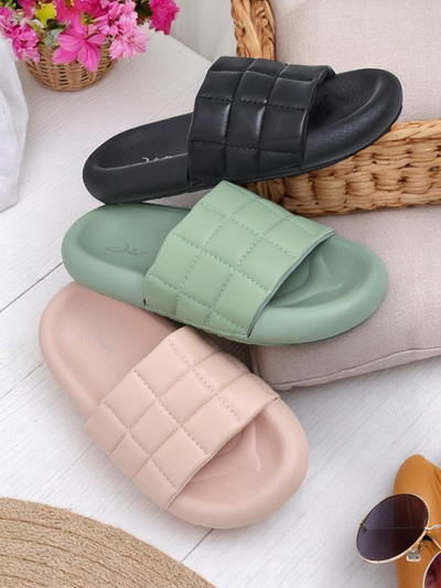 Royalfashion Claquettes plates pour femmes Quilt Walk