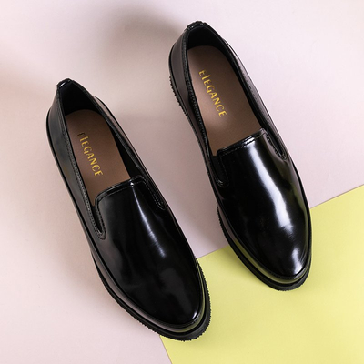 OUTLET Chaussures basses en cuir écologique pour femmes noires à enfiler Medarda- Shoes