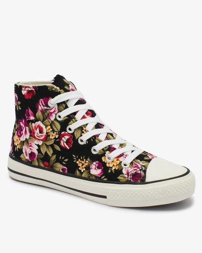Royalfashion Baskets noires montantes pour femme à motif floral Soxic
