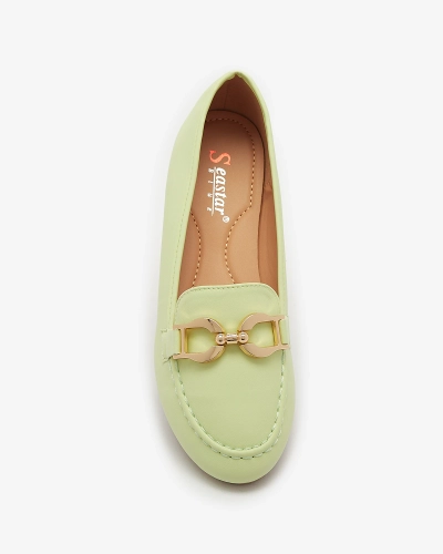 Mocassins pour femme en éco-cuir vert avec embellissement Wiwet-Footwear
