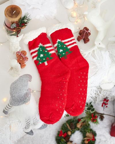 Royalfashion Chaussettes chaudes rouges de Noël pour femmes