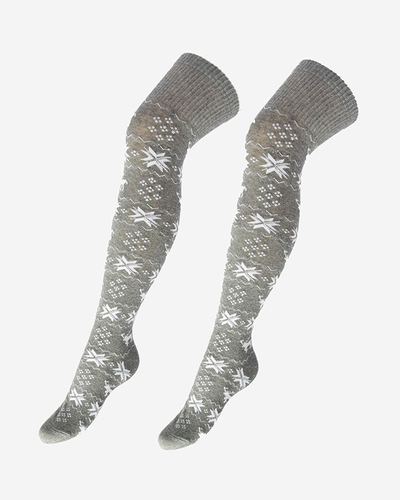 Chaussettes montantes de Noël en gris clair pour femmes- Sous-vêtements