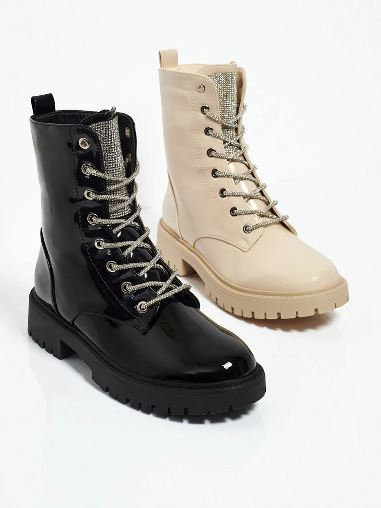 Bottines vernies à lacets pour femmes Fjorra