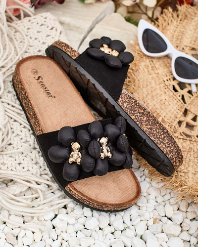 Royalfashion Tongs pour femmes avec oursons et fleurs dorés Isaralle