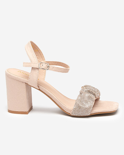 Sandales beiges pour femmes sur tige avec zircons cubiques Trieste - Footwear