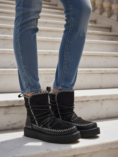 Royalfashion Bottes de neige à lacets pour femmes Siozi