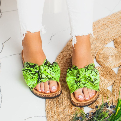 Chaussons en peau de serpent vert fluo Snake Skin - Footwear